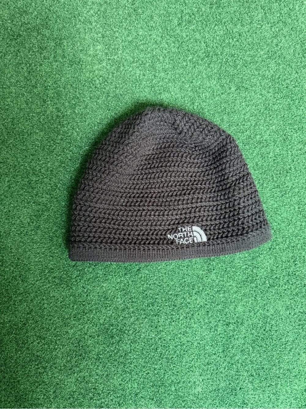 The North Face Black Knit Beanie with White Logo
